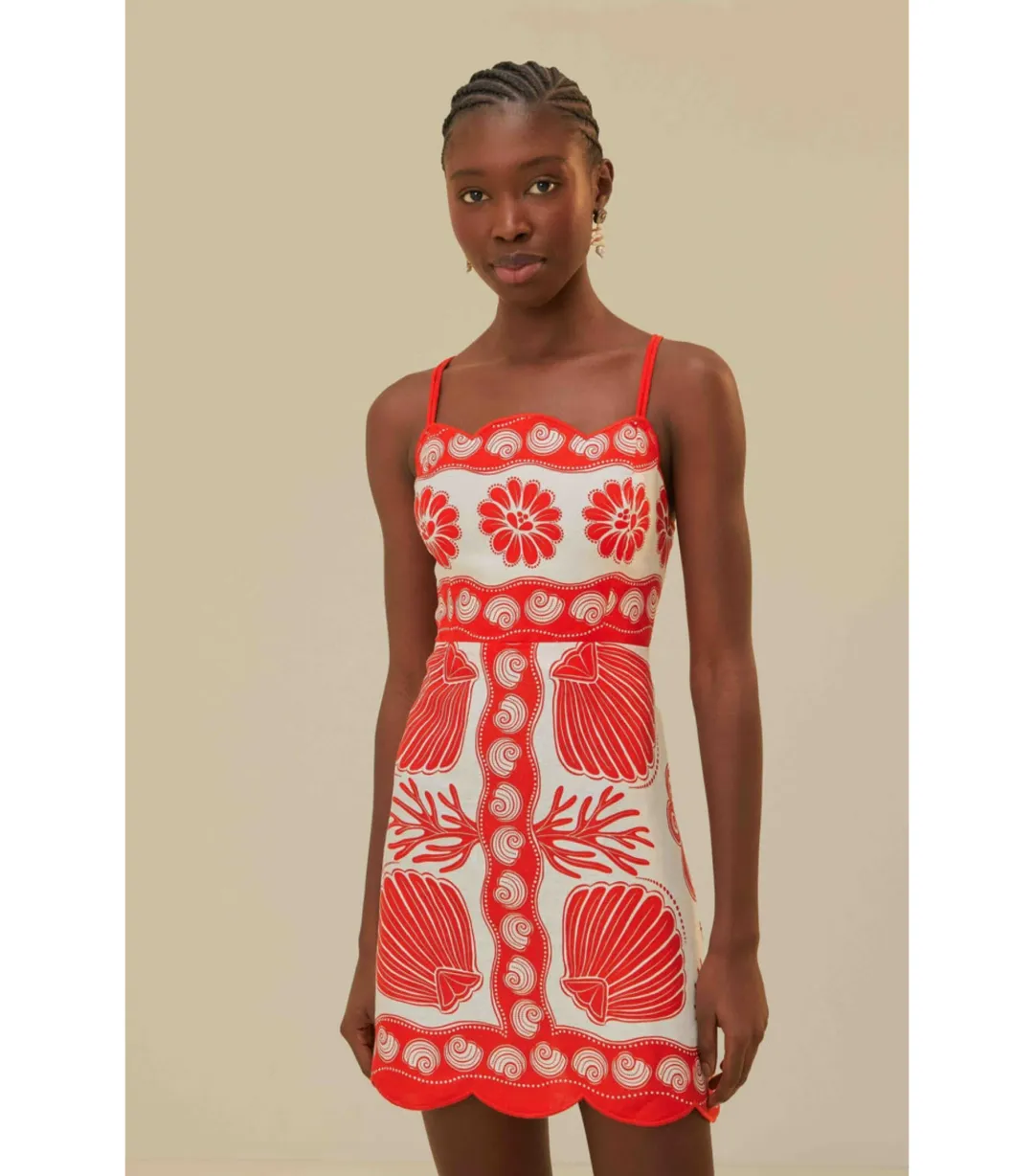 Farm Rio White Ainika Shell Linen Mini Dress Multi Size Medium / AU 10 for rent on The Volte - main image