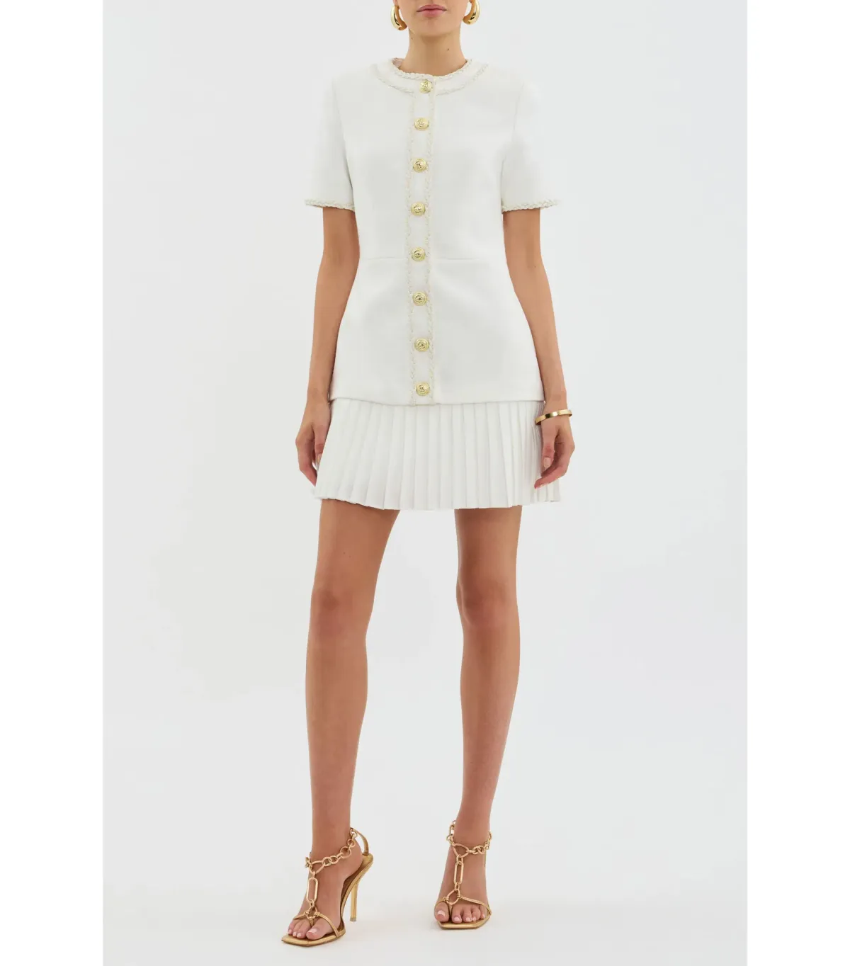 Rebecca Vallance The Clarisse Button Mini Dress White Size AU 10  - Image 1