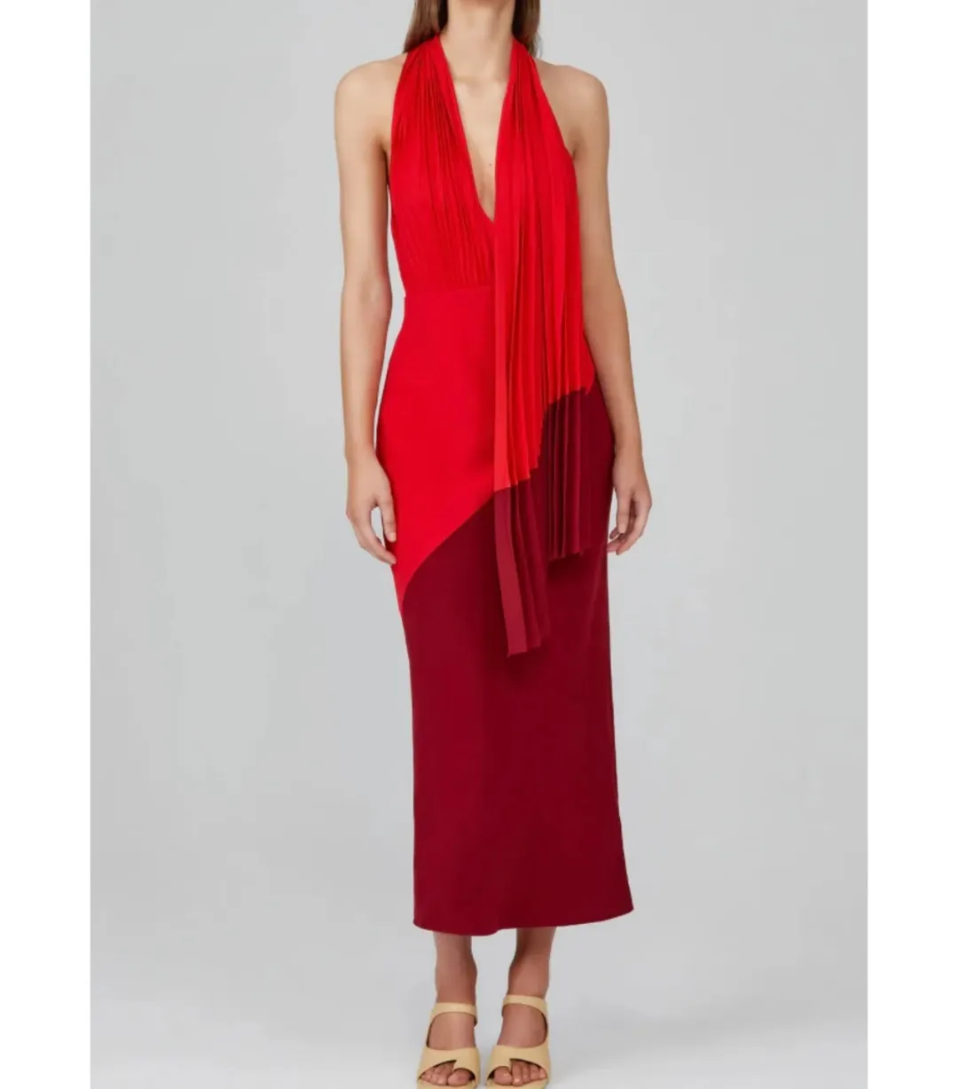 Acler Flora Colorblock Dress Red Size AU 8 for rent on The Volte - main image