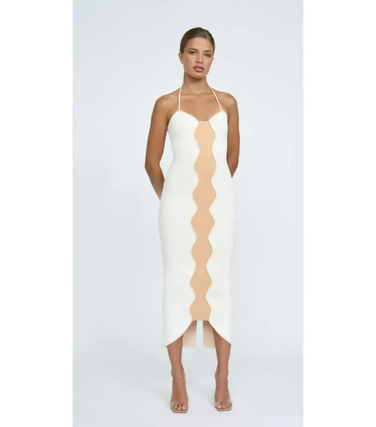 By Johnny Caprera Knit Midi Dress in Ivory Bone Size XS / AU 6 - Image 1