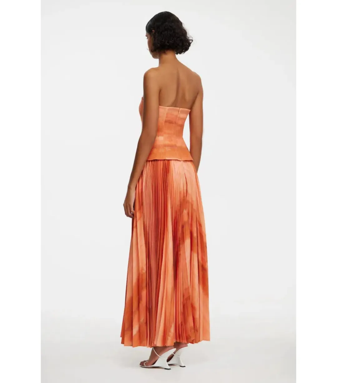 Acler Brayswick Midi Dress in Melon Watercolour Size AU 6 for rent on The Volte - main image