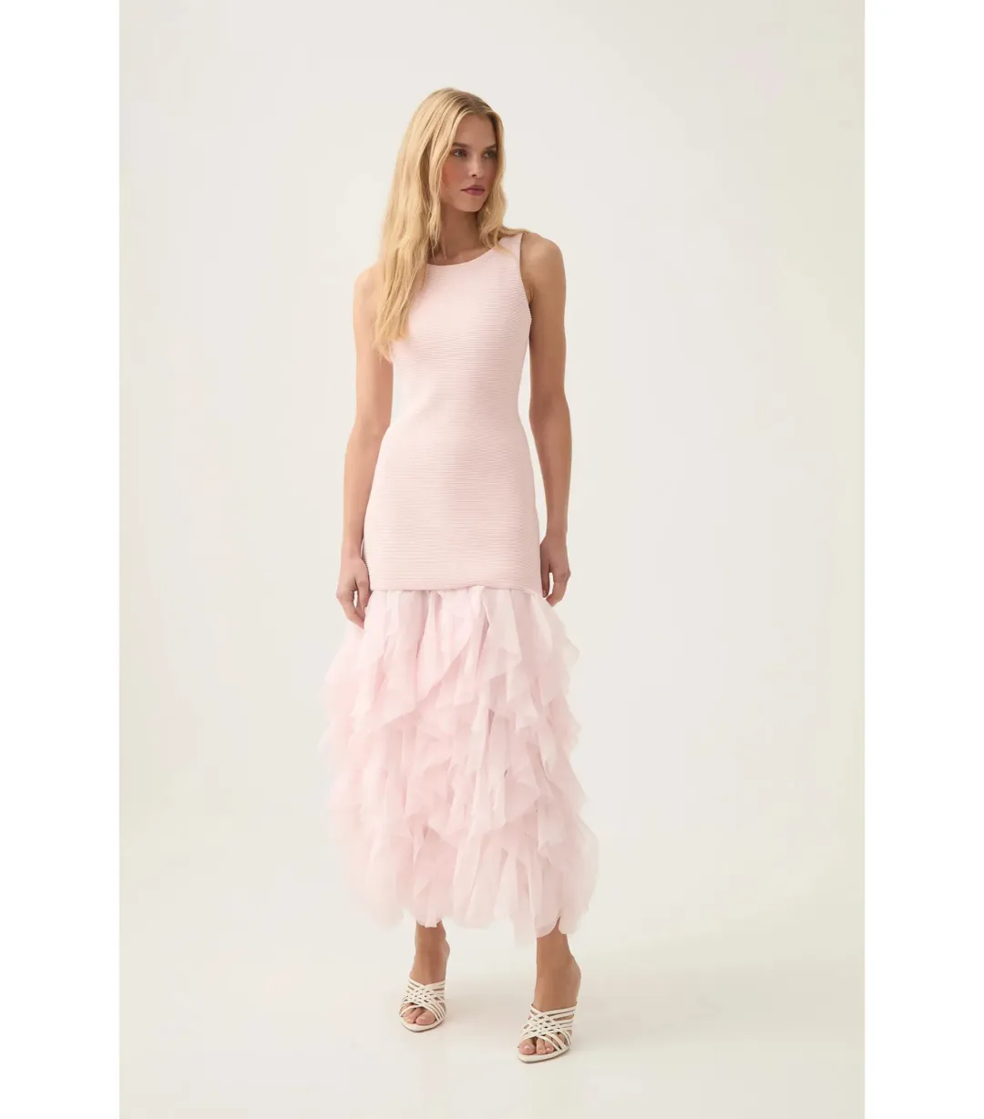 Aje Elations Knit Maxi Dress in Pastel Pink Size XS / AU 6 for rent on The Volte - main image