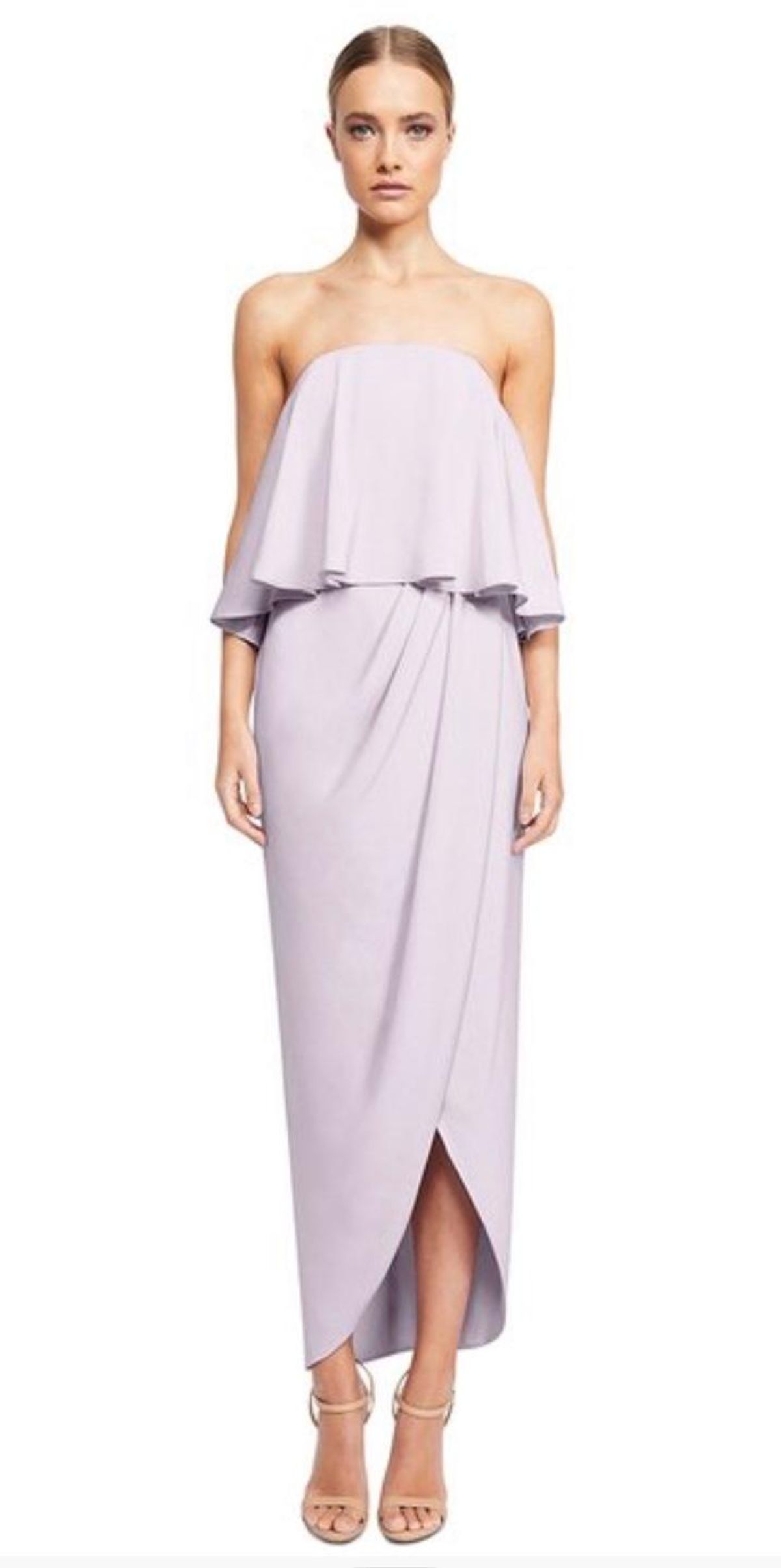 Shona Joy Core Strapless Frill Dress Lilac Purple Size ? - Image 1