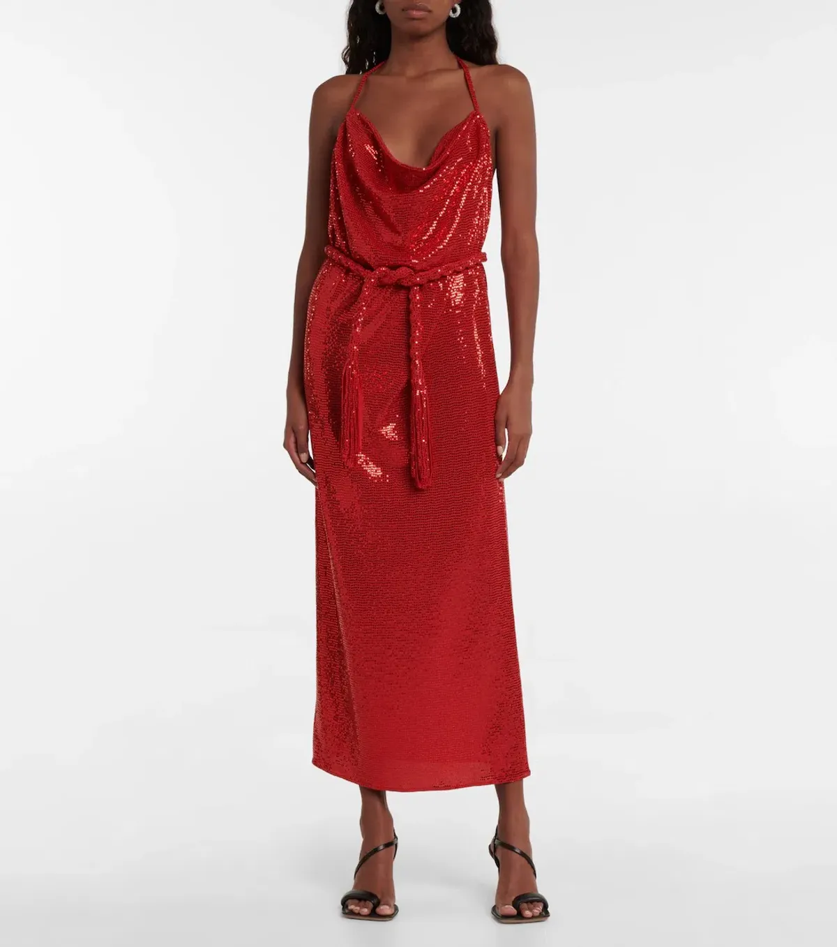 Dodo Bar Or Sequin Embellished Midi Dress Red Size AU 10  - Image 1
