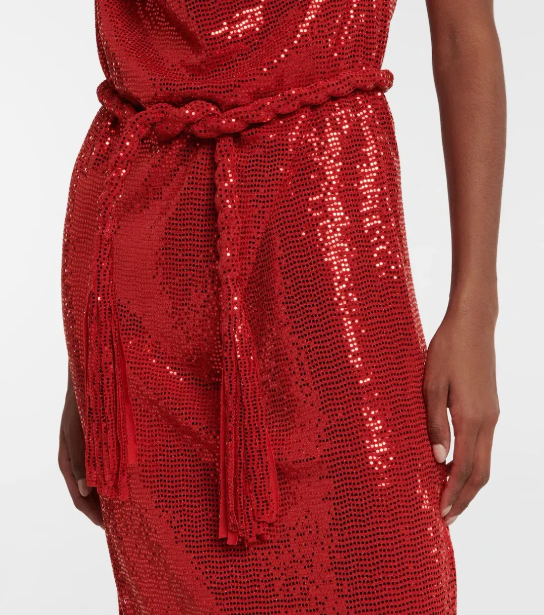 Dodo Bar Or Sequin Embellished Midi Dress Red Size AU 10  for rent on The Volte - main image