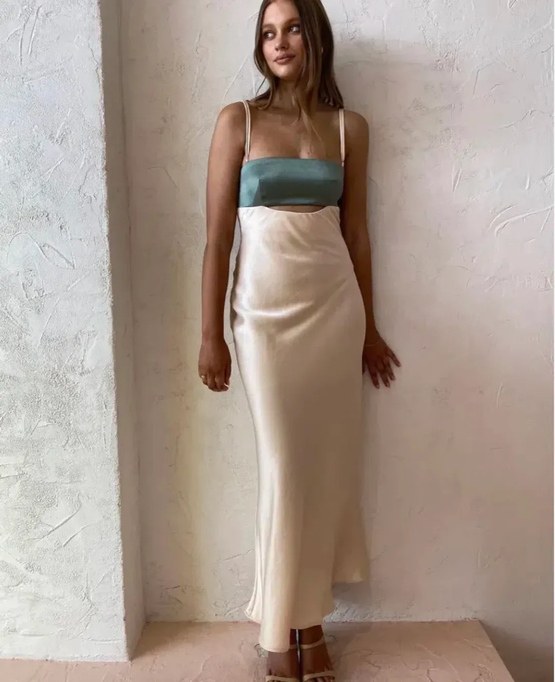 Bec and Bridge Carrie Cut Out Maxi Dress Multi Green Size 6 for rent on The Volte - main image