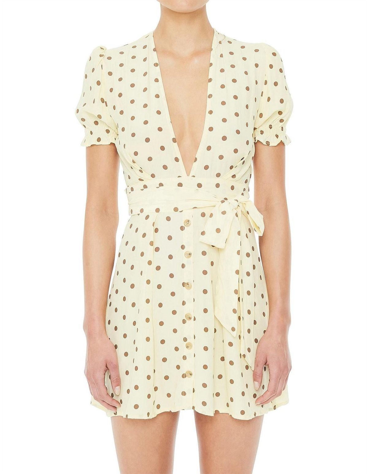 Faithfull the Brand, Vanelli Mini Dress Lemon Yellow Size 8 - Image 2