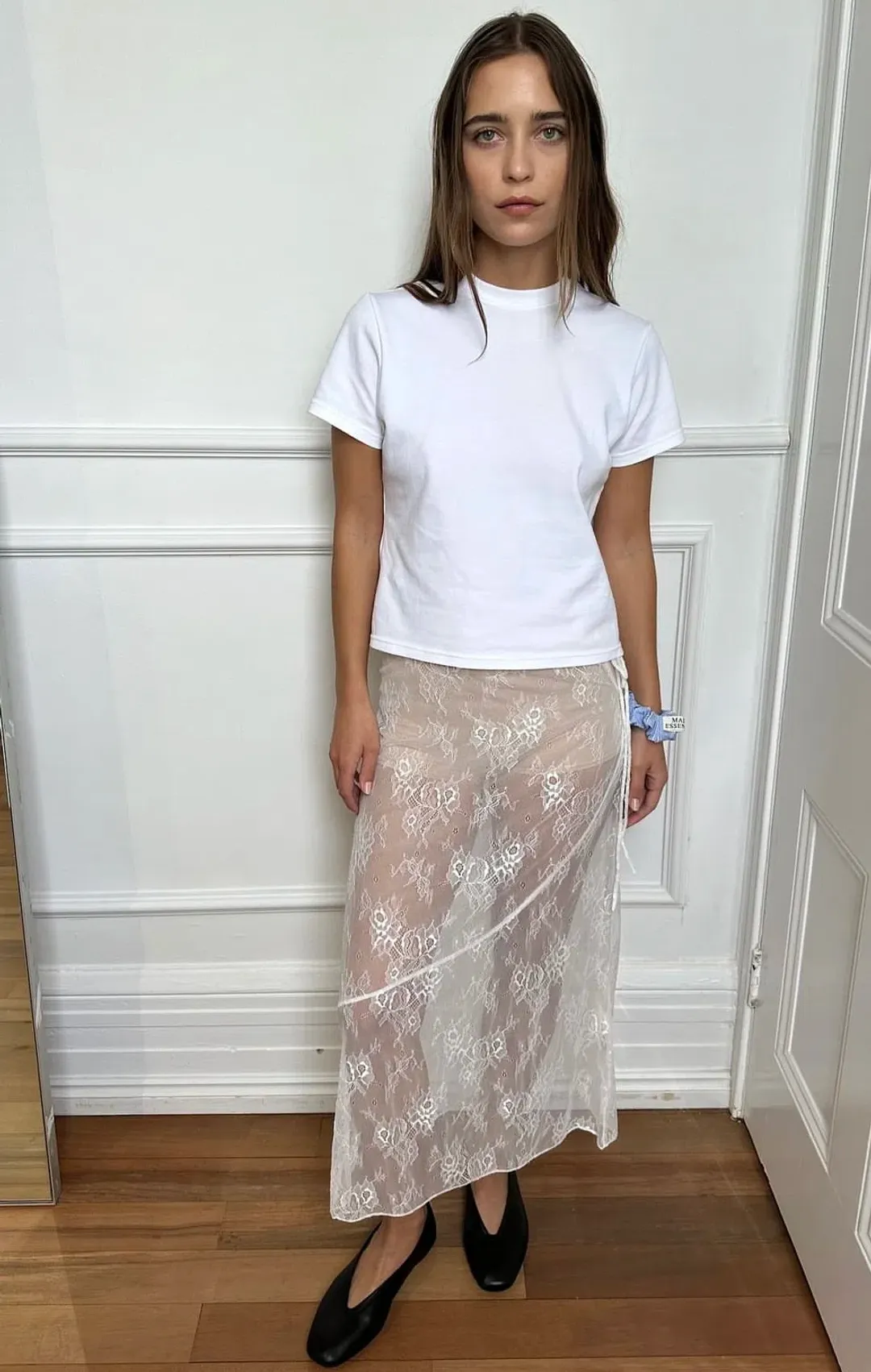 Maison Essentiele Lace Skirt in Optic White Size 8 for rent on The Volte - main image