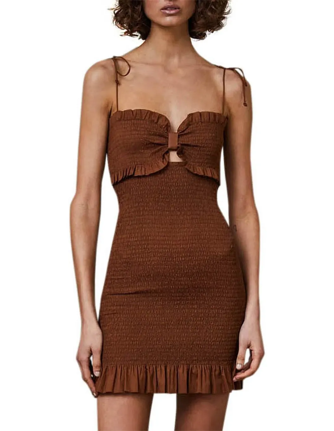 Bec & Bridge Carrie Mini Dress Brown Size 8 for rent on The Volte - main image