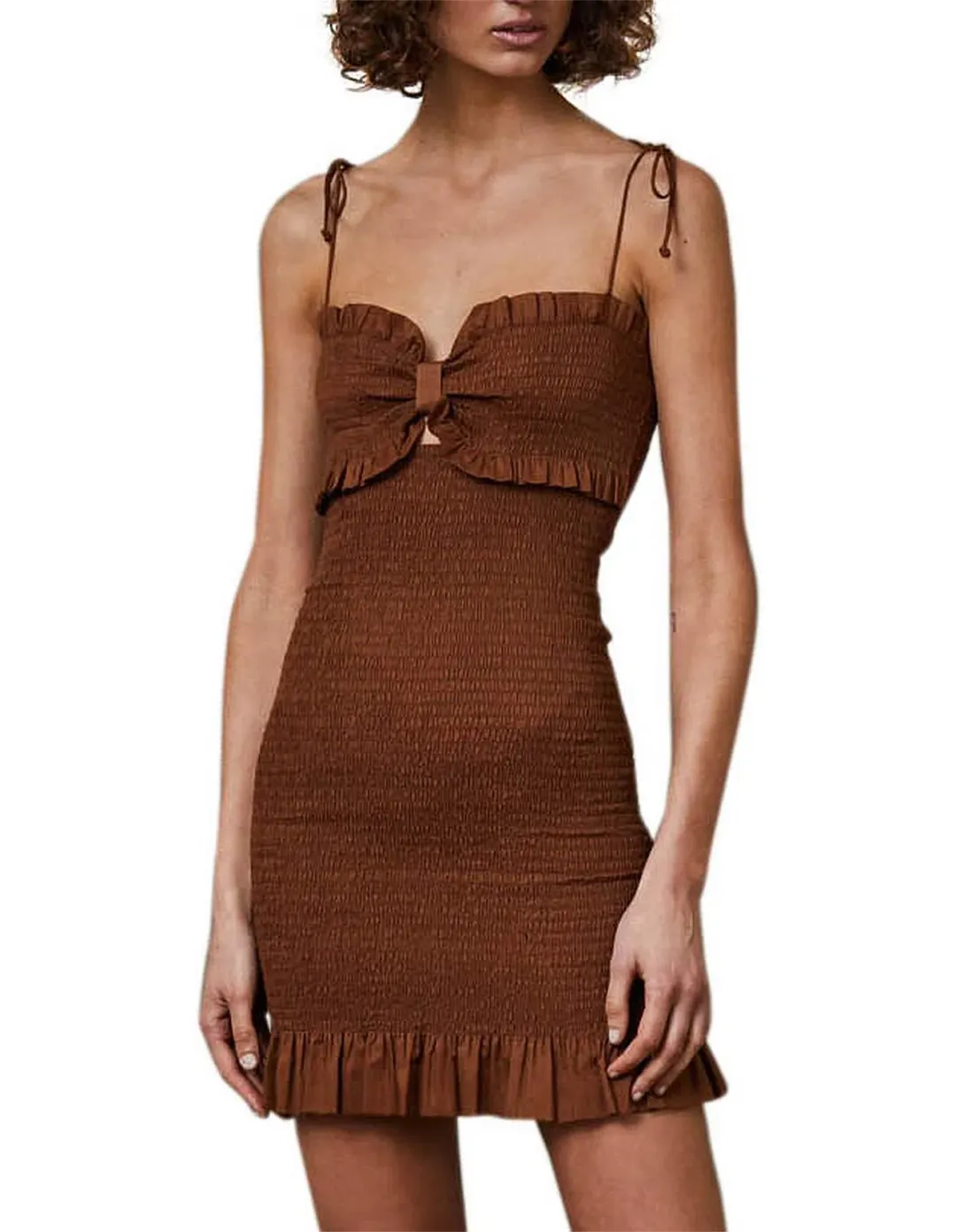 Bec & Bridge Carrie Mini Dress Brown Size 8 for rent on The Volte - main image