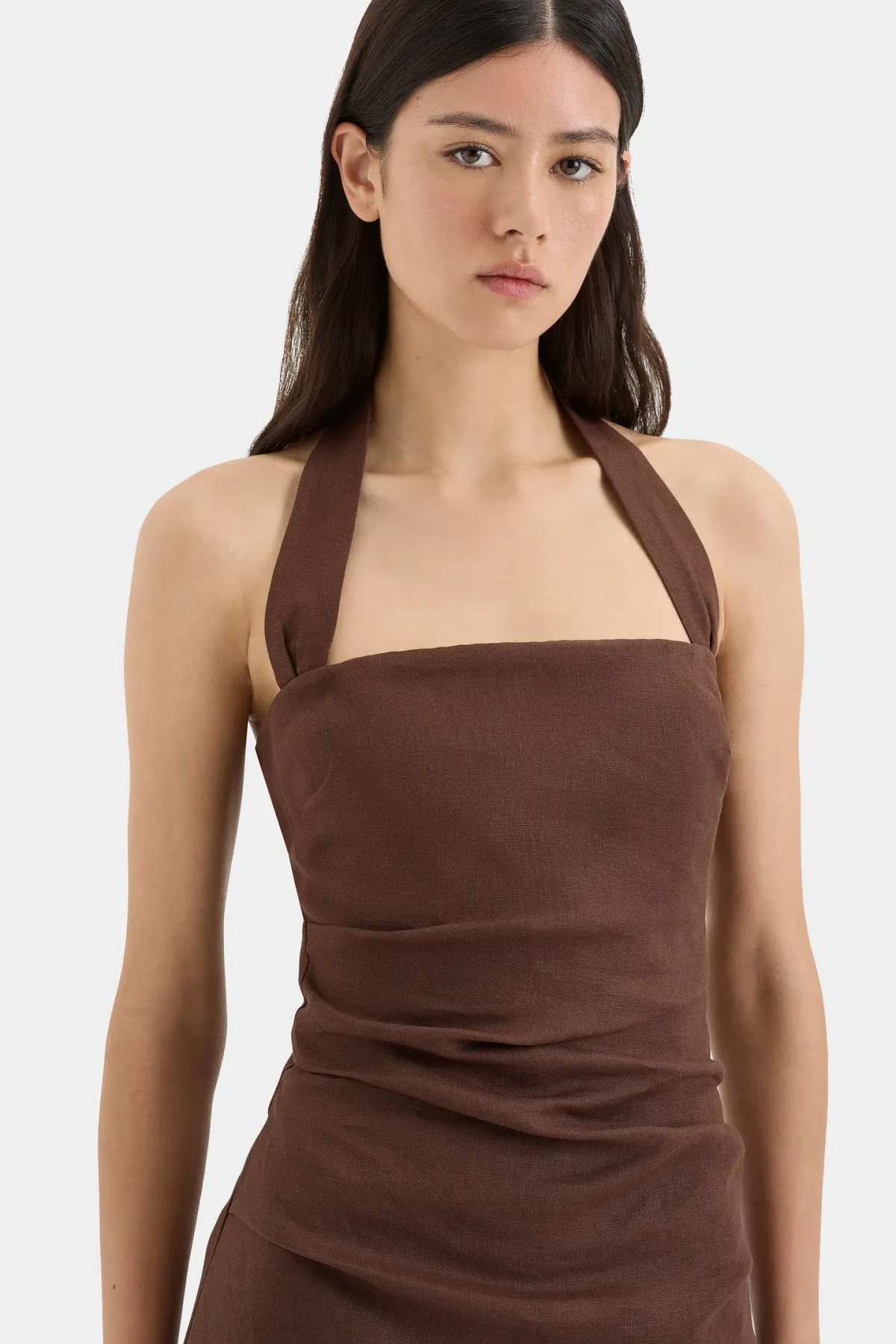 Sir the Label Noemi Halter Mini Dress in Chocolate Brown Size 1 - Image 2