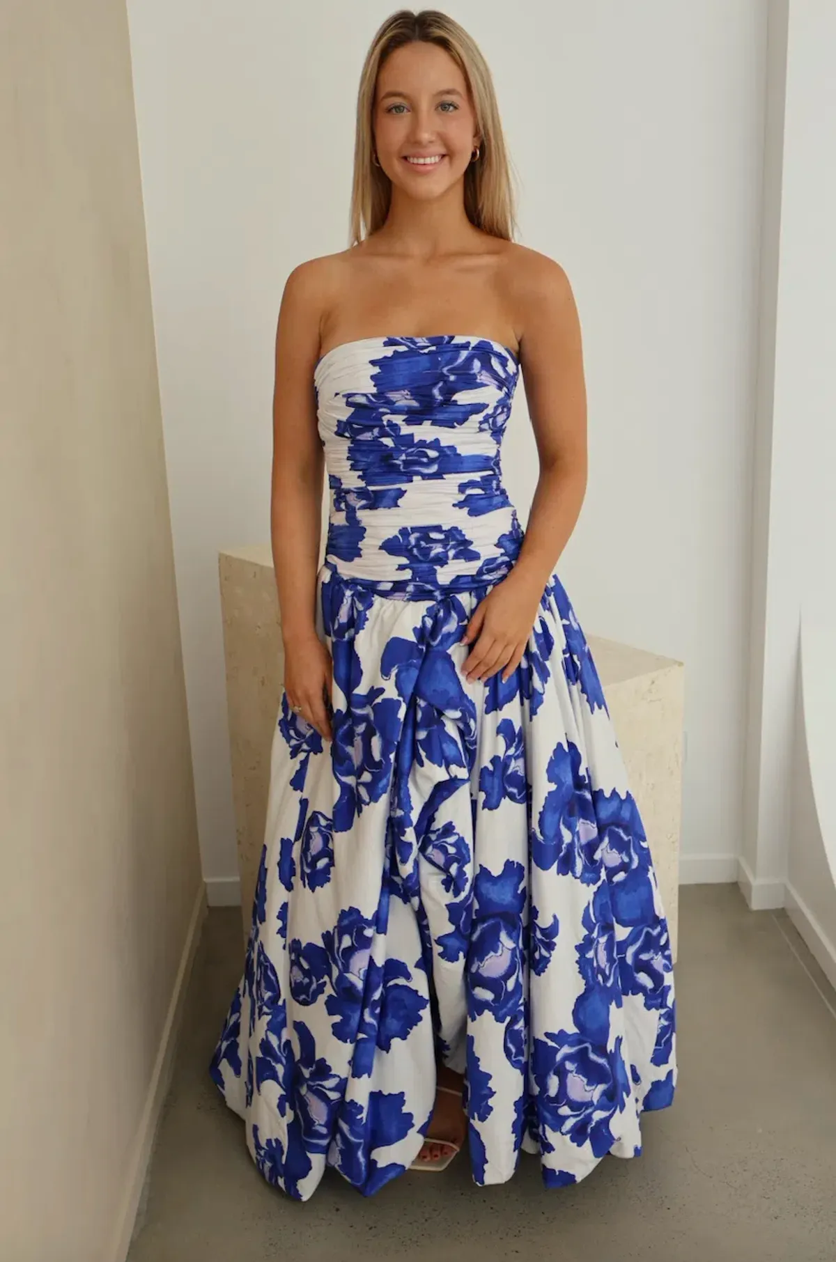 Aje Behold Maxi Dress Boldly Blooming Cobalt Size AU 10 - Image 1