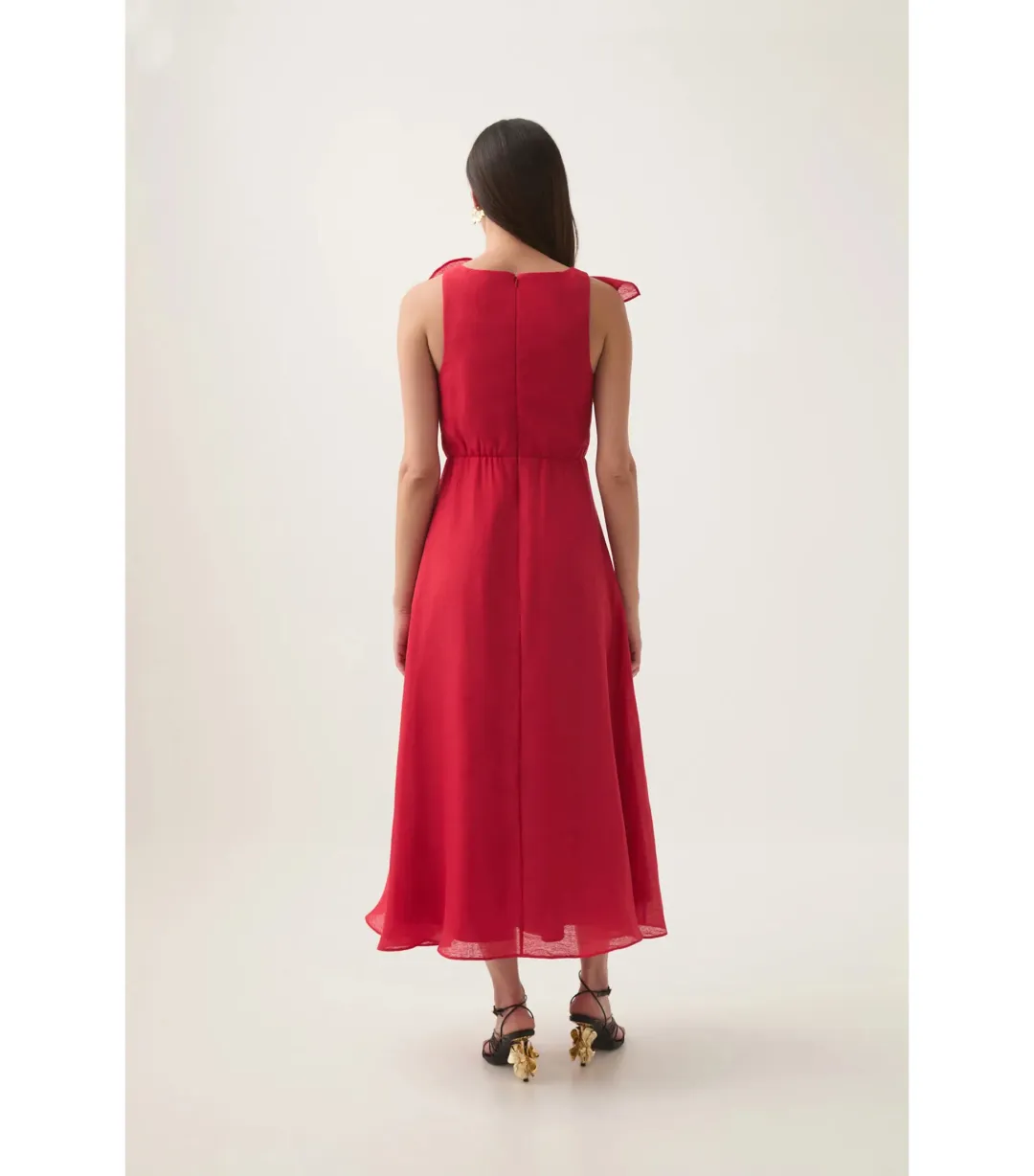 Aje Genesis Midi Dress Scarlet Red Size AU 10  for rent on The Volte - main image