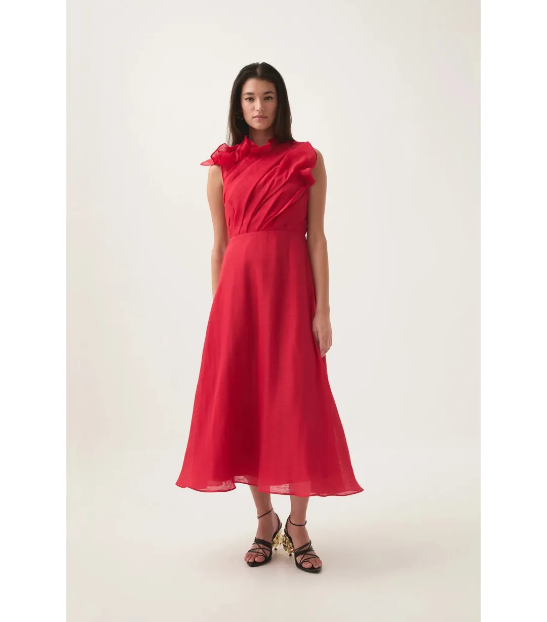 Aje Genesis Midi Dress Scarlet Red Size AU 10  for rent on The Volte - main image