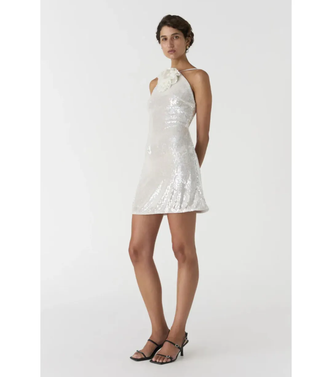 Misha Collection Ciara Sequin Mini Dress in Ivory Size 10 for rent on The Volte - main image
