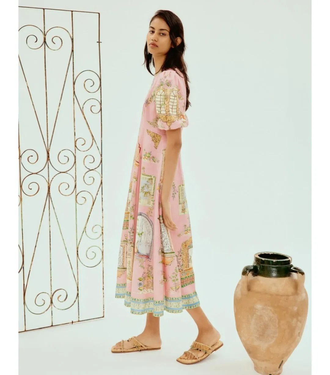 Alemais Monte Midi Dress Pink Size AU 10 for rent on The Volte - main image