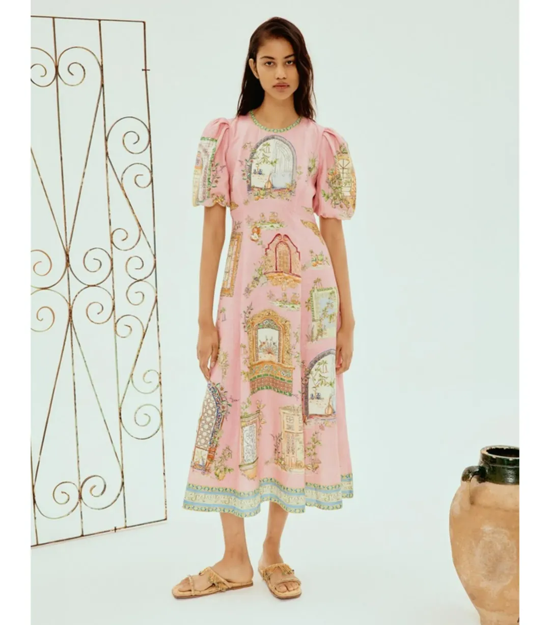 Alemais Monte Midi Dress Pink Size AU 10 for rent on The Volte - main image