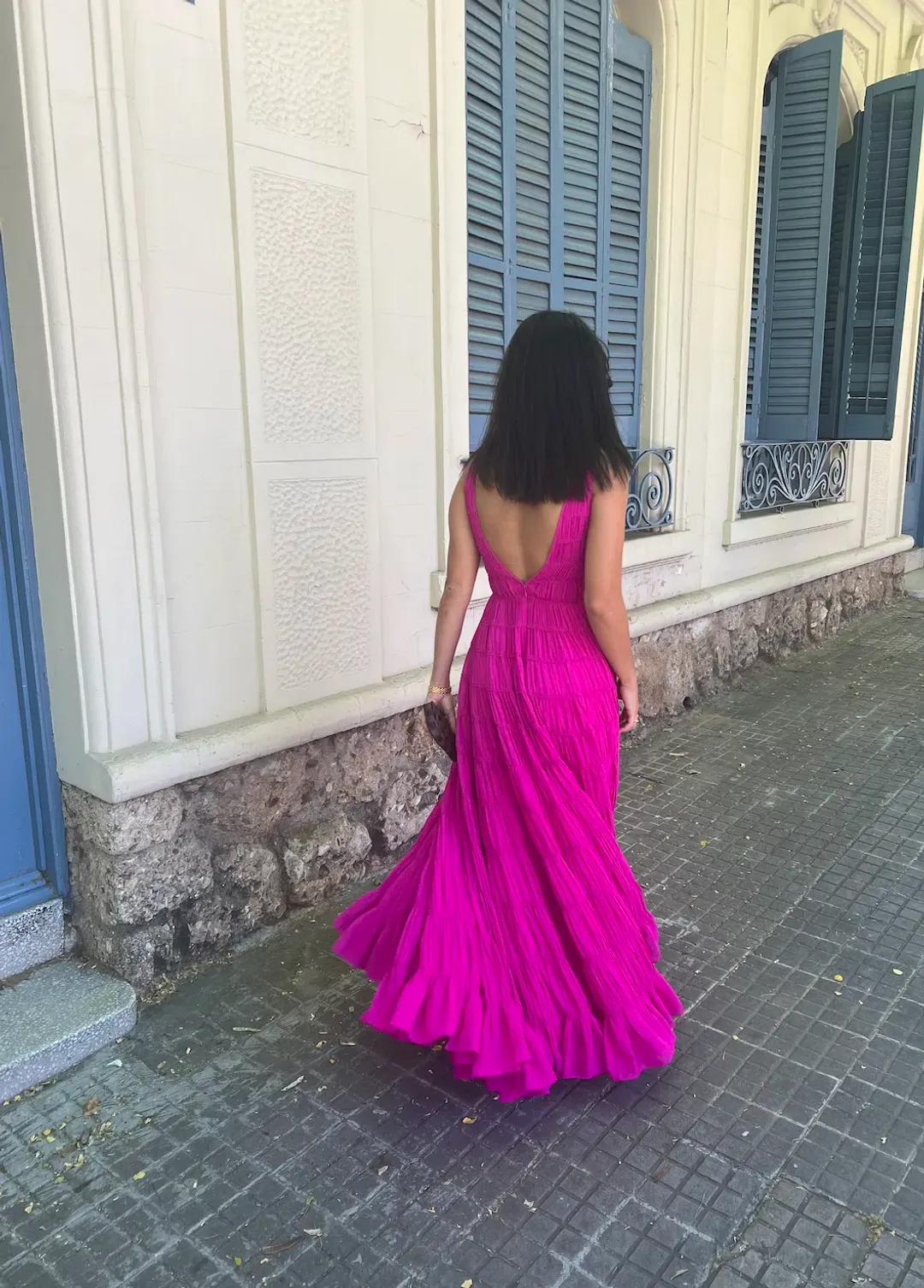 Aje Rosewood Ruched Maxi Dress Magenta Size AU 6 for rent on The Volte - main image