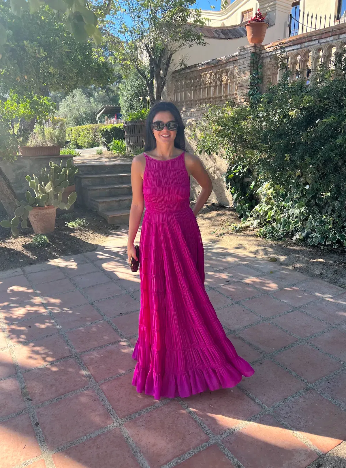 Aje Rosewood Ruched Maxi Dress Magenta Size AU 6 - Image 3