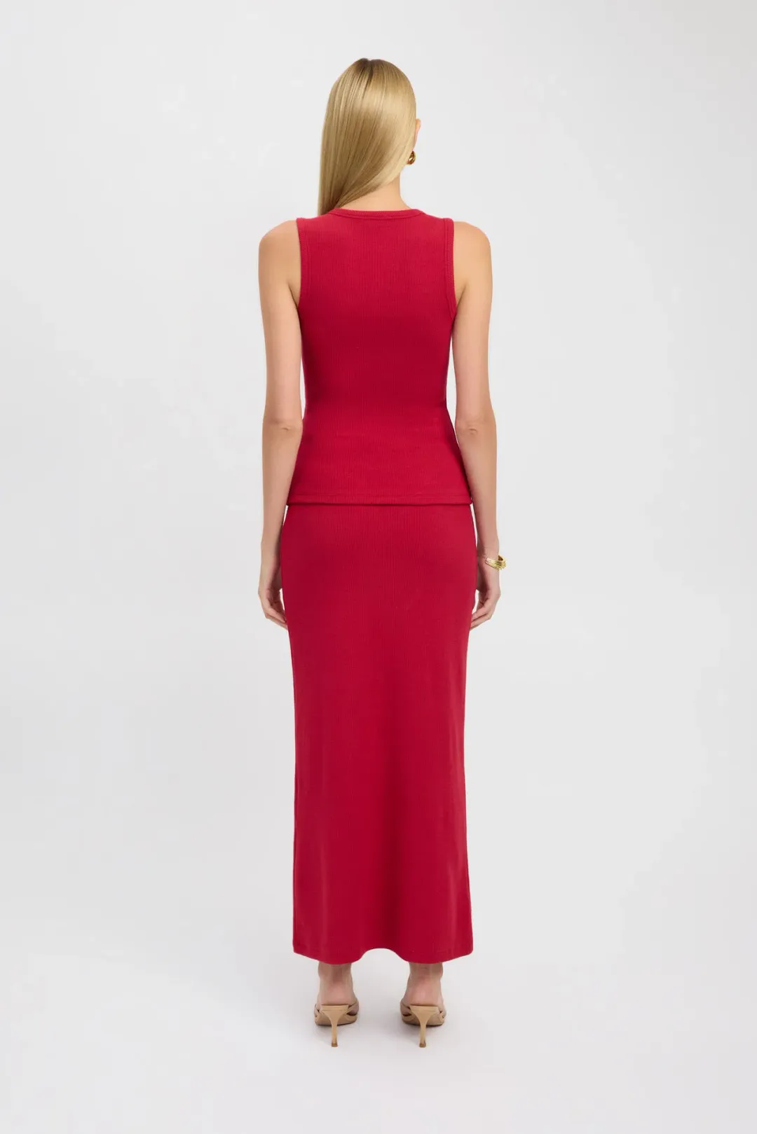 Kookai Bec Button Tank and Carter Maxi Skirt Set Cherry Red Size 6 for rent on The Volte - main image