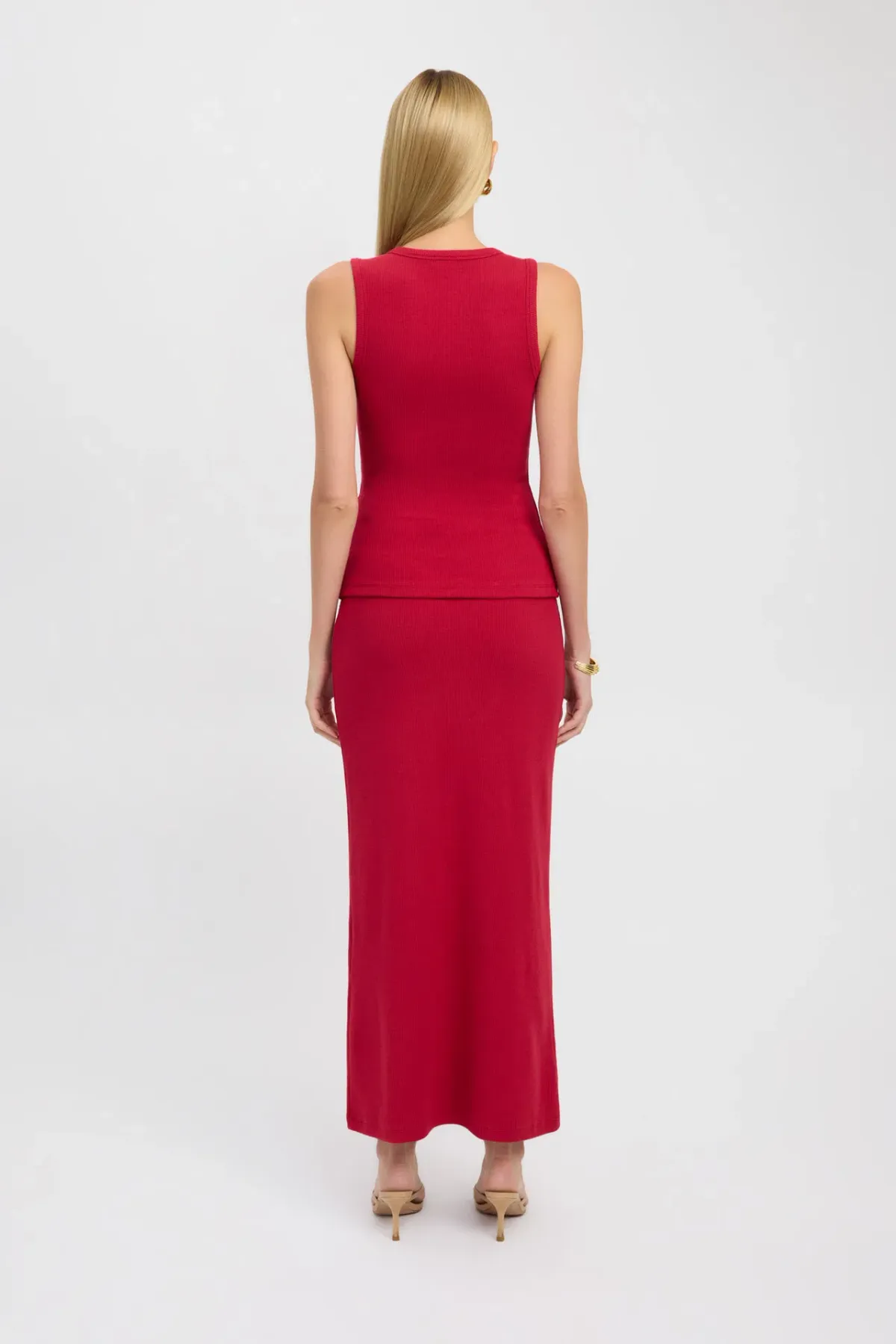 Kookai Bec Button Tank and Carter Maxi Skirt Set Cherry Red Size 6 - Image 2