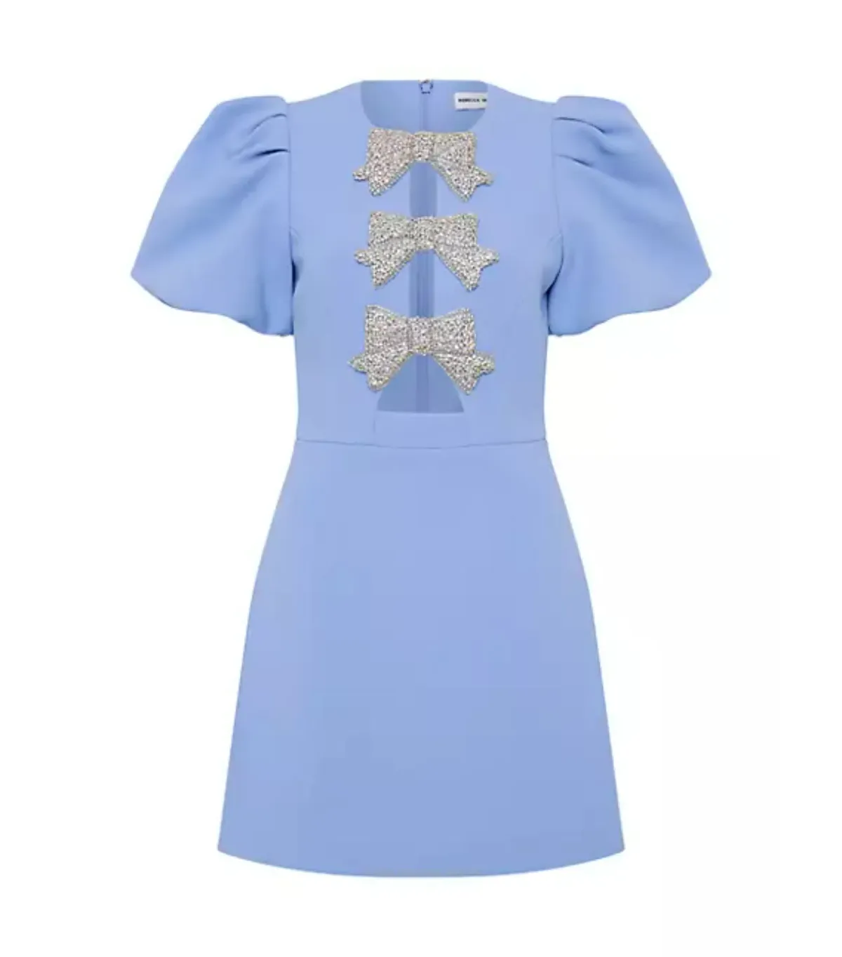 Rebecca Vallance Juliana Puff Sleeve Mini Dress Blue Size AU 8 - Image 5