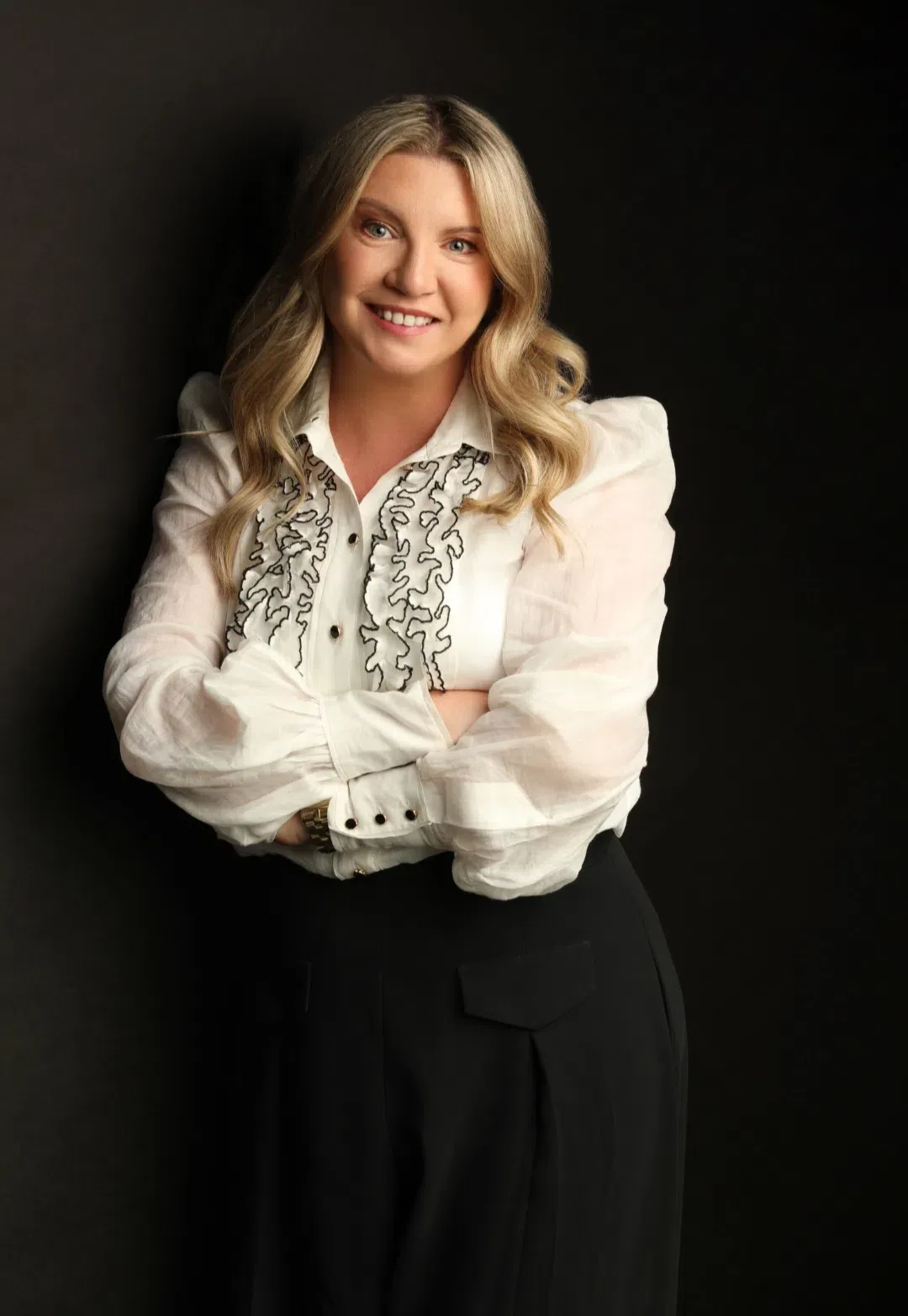 Zimmermann Long Sleeve Tuxedo Ruffle Blouse White Size 1 / AU 10 for rent on The Volte - main image