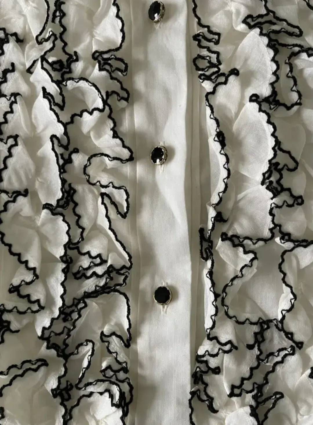 Zimmermann Long Sleeve Tuxedo Ruffle Blouse White Size 1 / AU 10 for rent on The Volte - main image