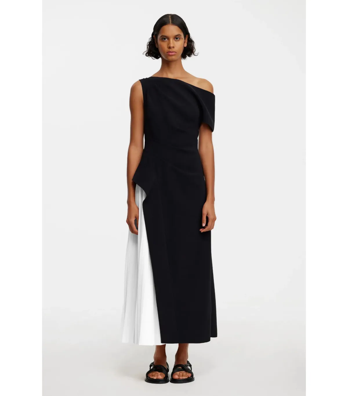 Acler Sudden Midi Dress Black with Cream Size AU 10 - Image 1