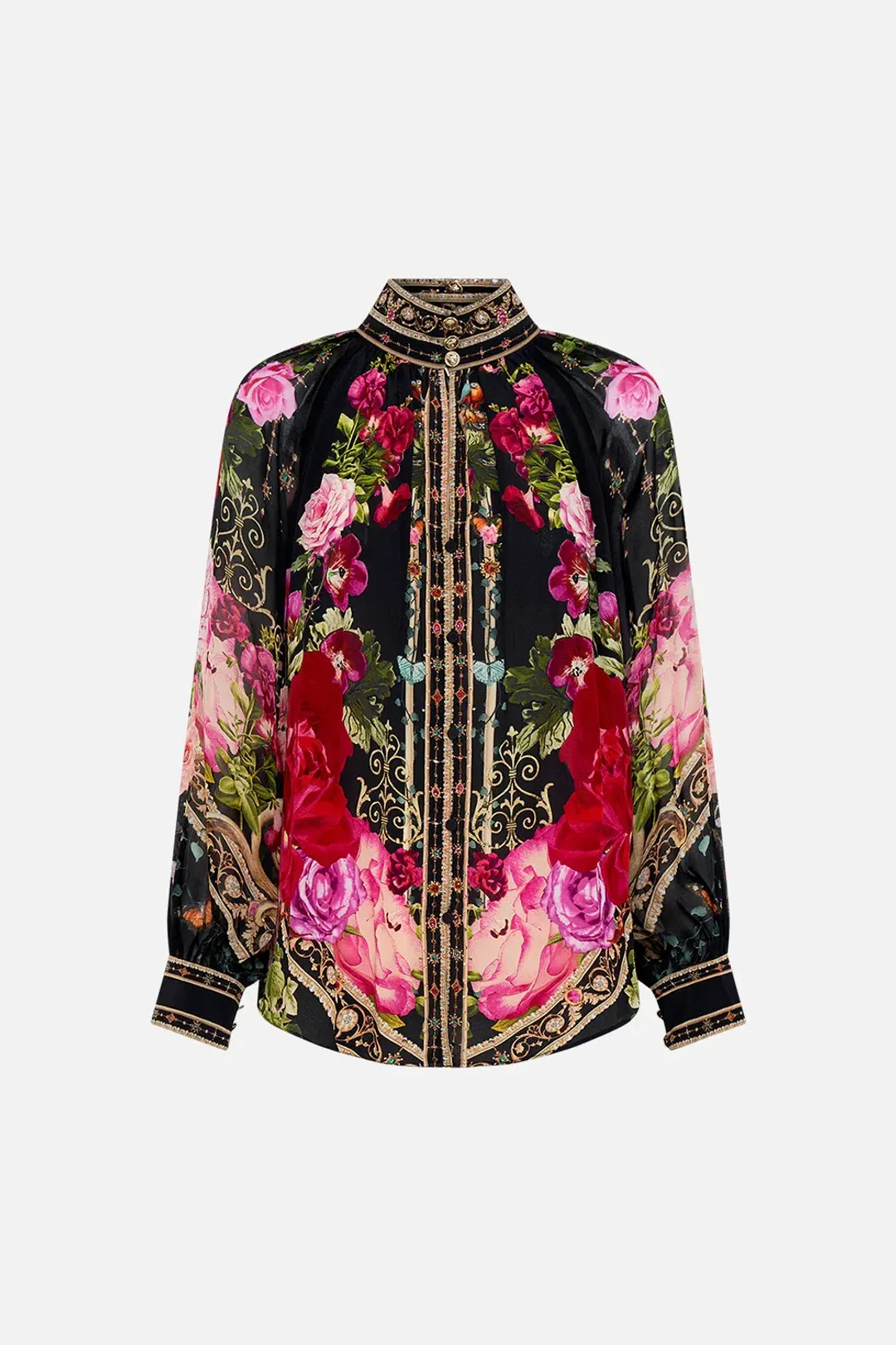 Camilla Reservation For Love Raglan Button Up Shirt Size 8/XXS for rent on The Volte - main image