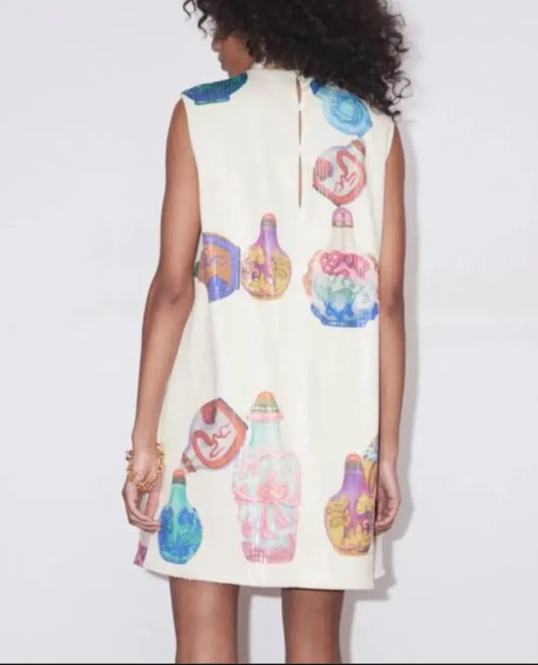 Alemais Chesca Mini Dress in Cream Sequin Size 12 for rent on The Volte - main image