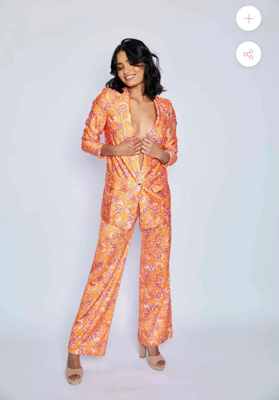 Moira Muse Hepburn Floral Two-Piece Suit Peach Size 14  for rent on The Volte - main image