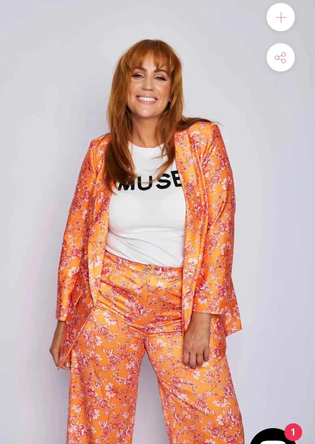 Moira Muse Hepburn Floral Two-Piece Suit Peach Size 14  for rent on The Volte - main image