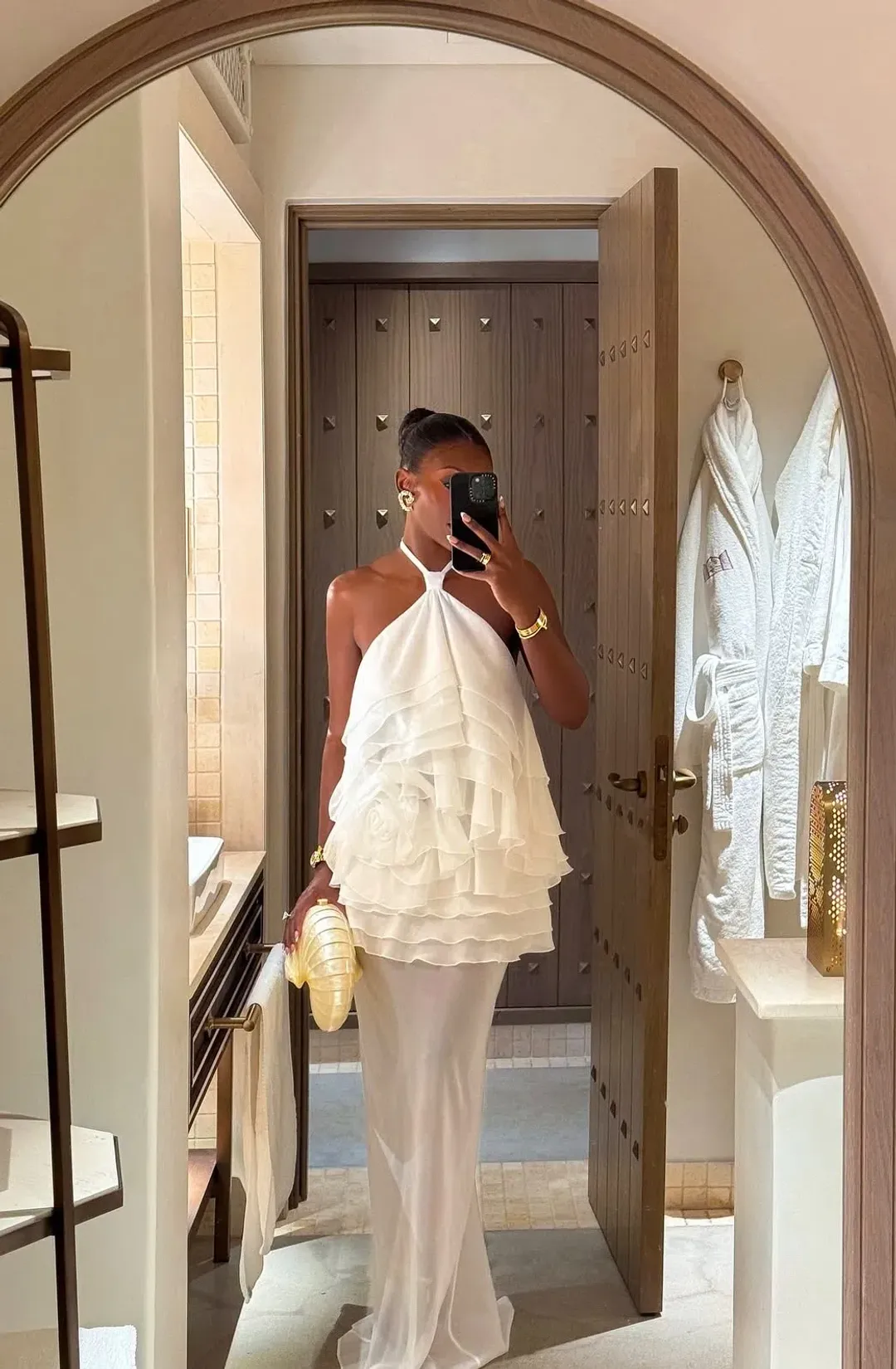 Datt Sunrose Ruffle Gown White Size 8 for rent on The Volte - main image