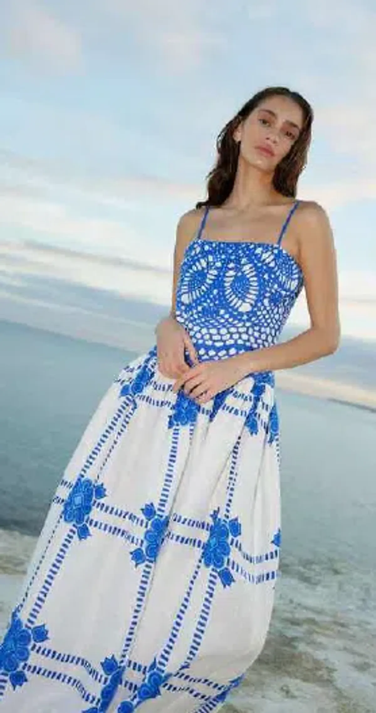 Aston Studio Cordelia Dress Mediterranean/Foam Size 10 - Image 4