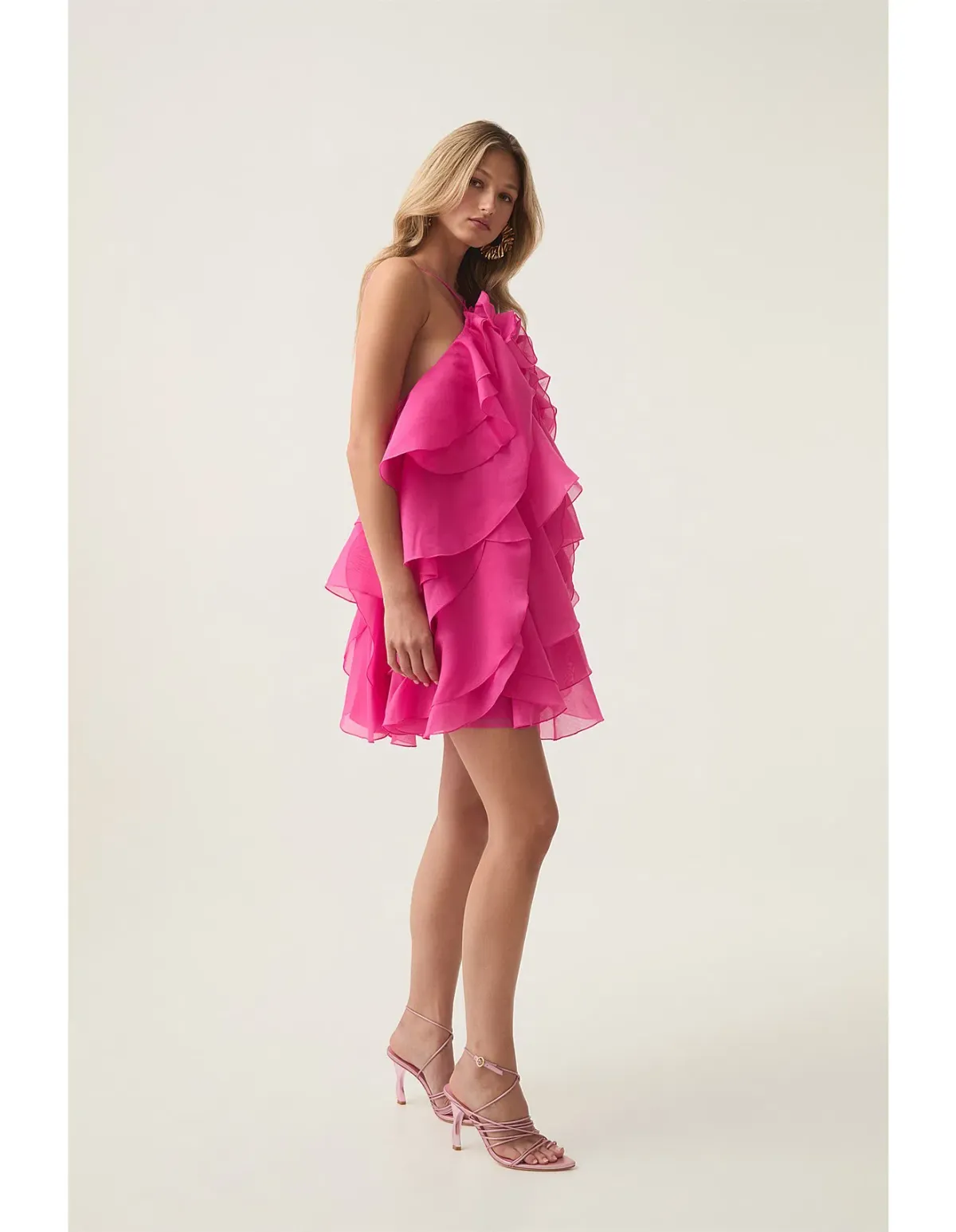 Aje Pandorea Layered Mini Dress Fuchsia Size 6 - Image 4