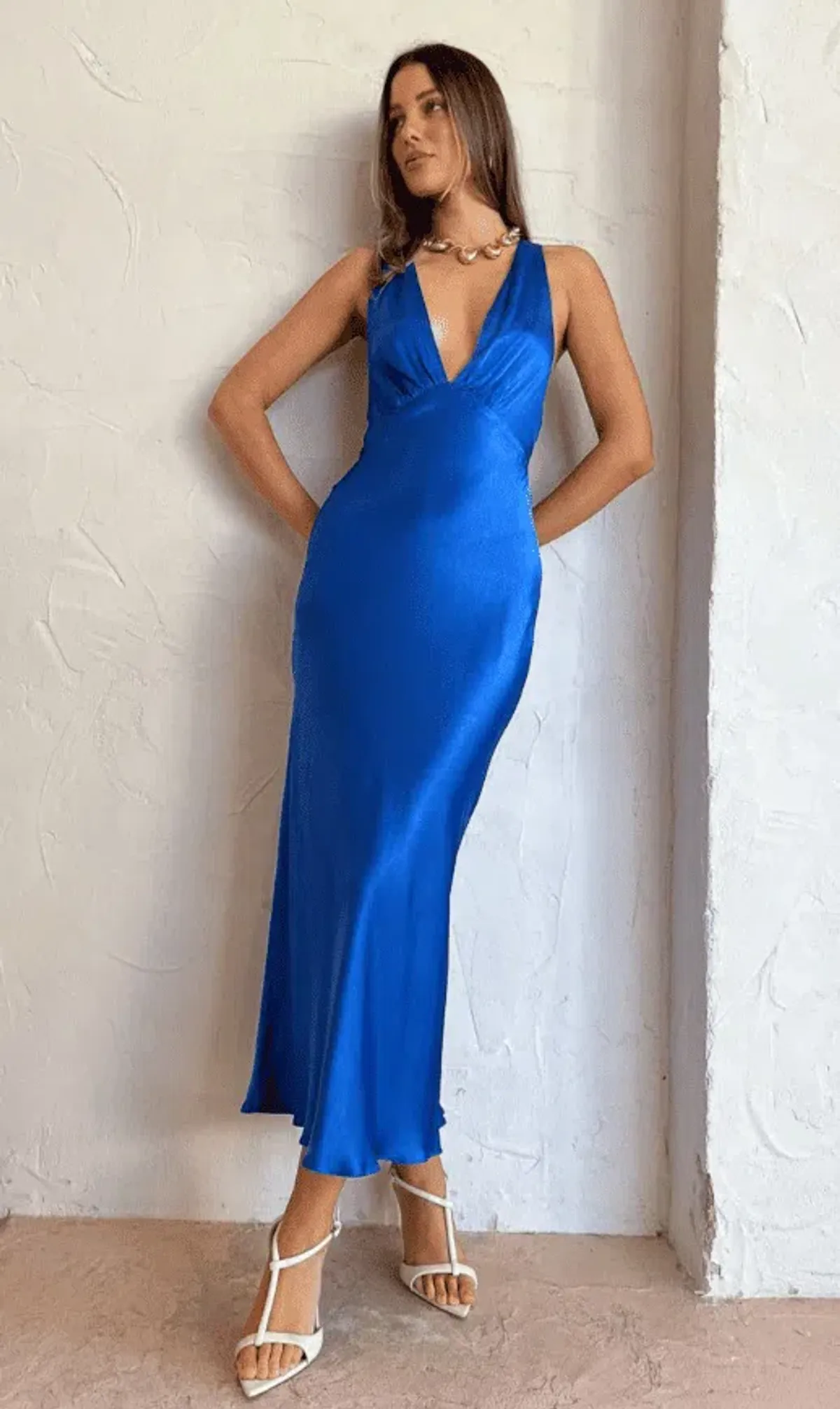Shona Joy - Oliviera Plunge Cross Back Midi in Strong Blue Size AU 10 - Image 1