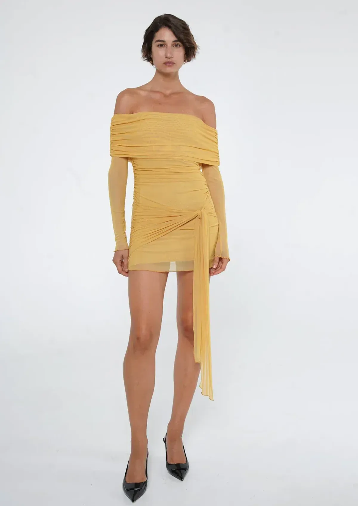 BENNI - Yasmin Mini Dress in Mustard Size AU 8 - Image 1