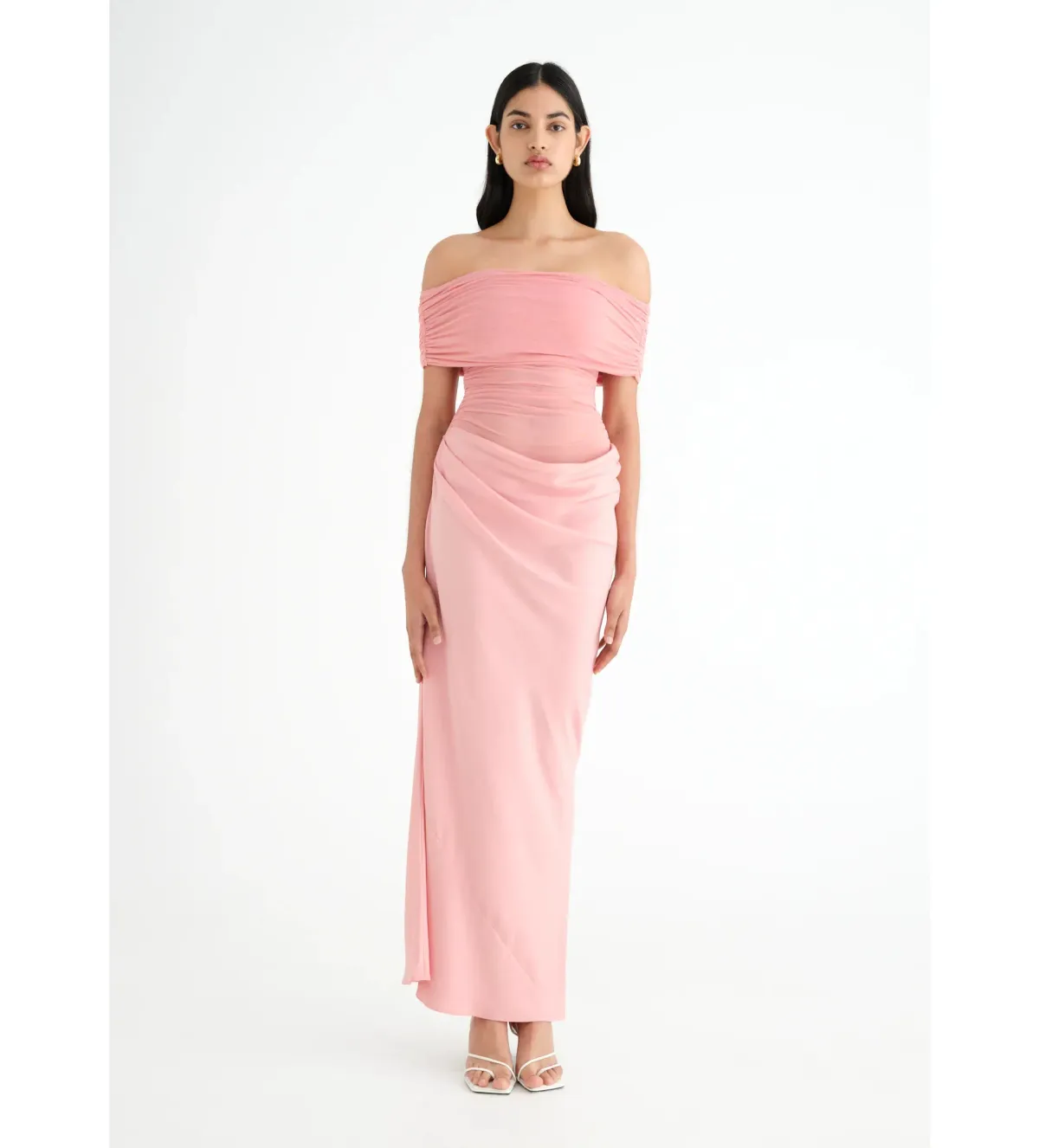Benni Nico Off The Shoulder Nico Maxi Dress in Candy Floss Pink Size S / AU 8 - Image 1