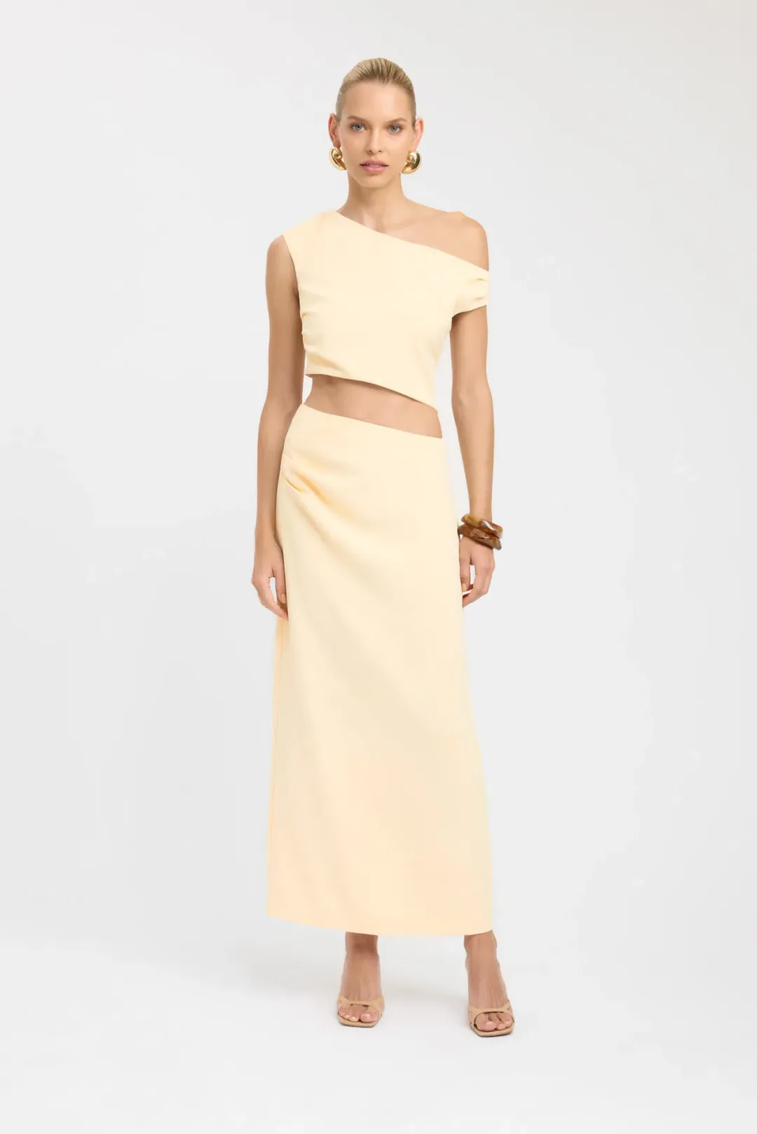 Kookai Opal Tuck Top and Maxi Skirt Set Lemon Sorbet Size 8 for rent on The Volte - main image