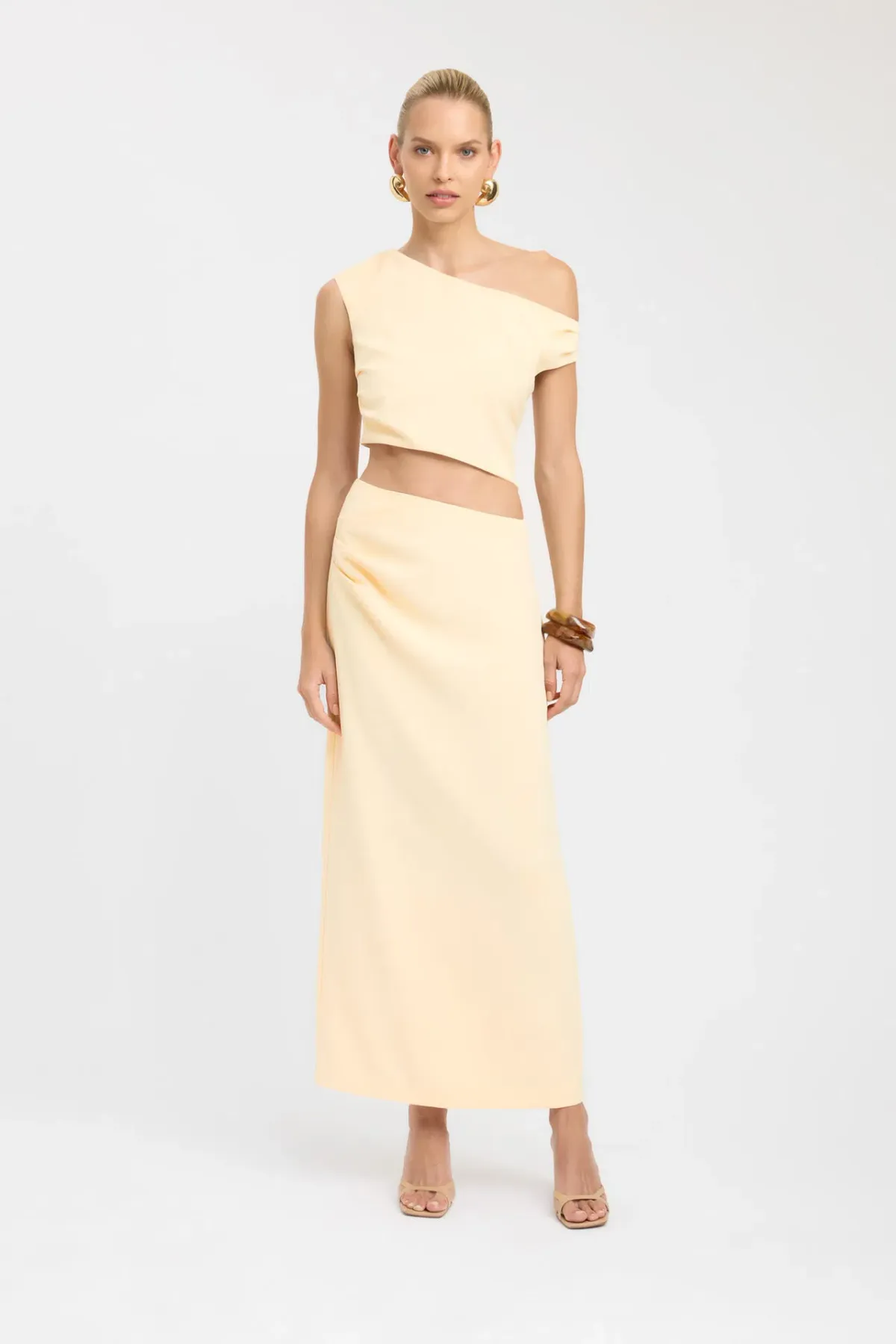 Kookai Opal Tuck Top and Maxi Skirt Set Lemon Sorbet Size 8 for rent on The Volte - main image