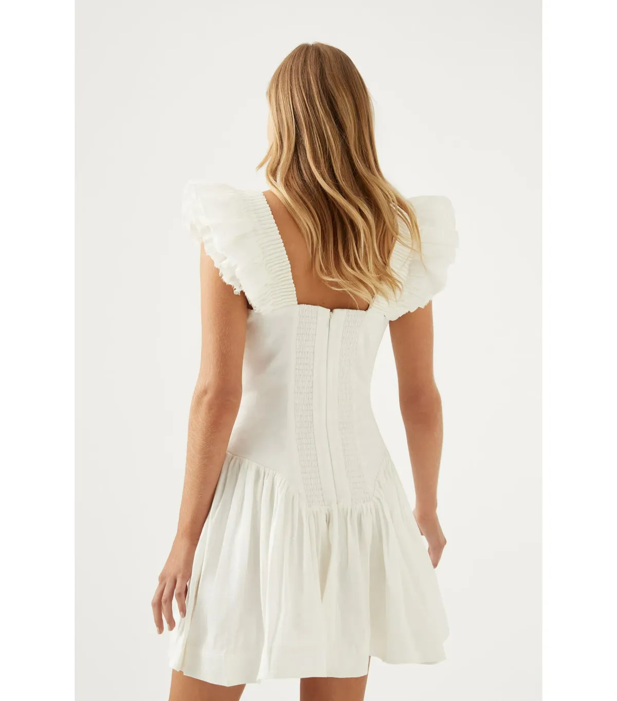 Aje Simone Frill Mini Dress Ivory Size S / AU 8 - Image 4