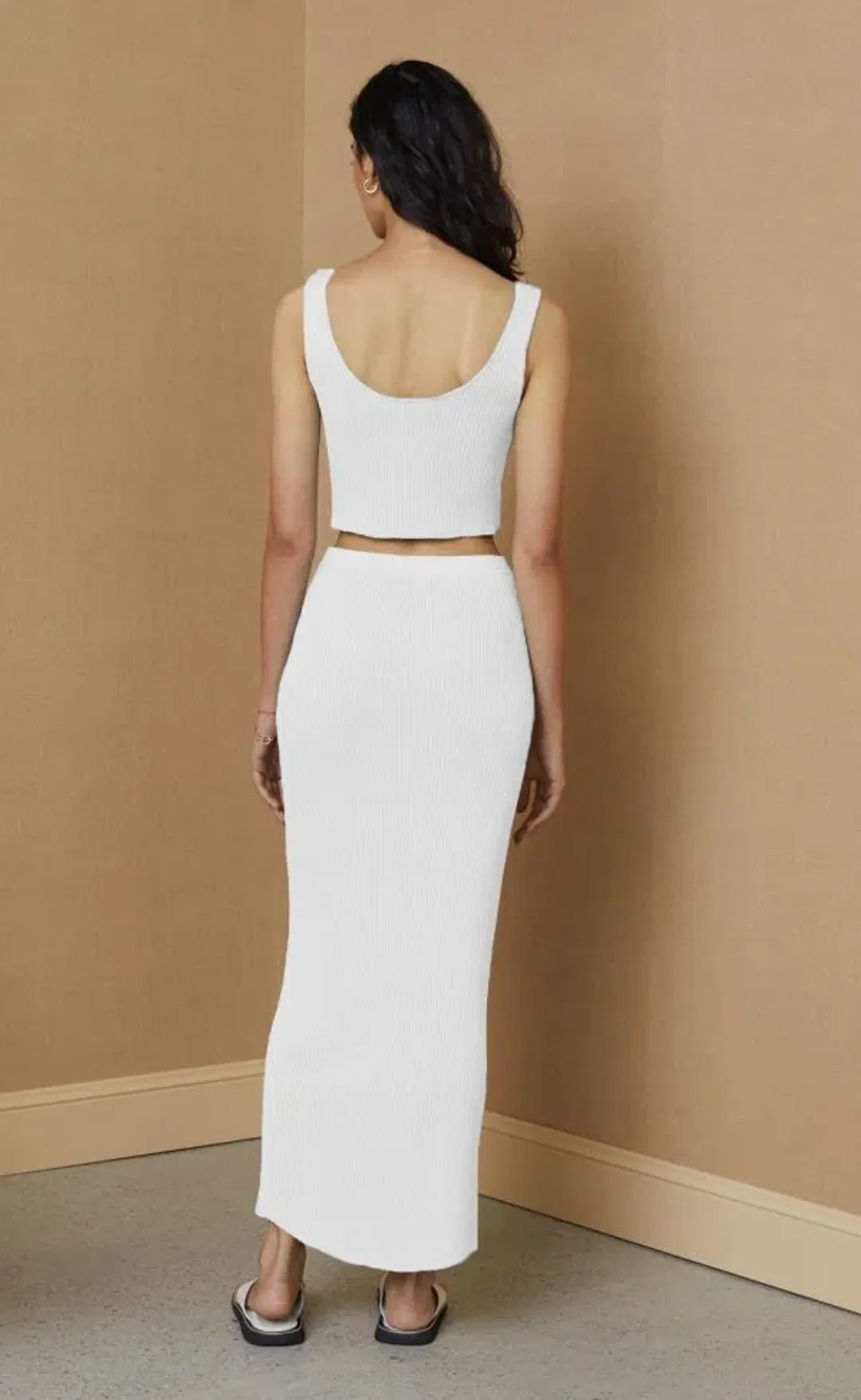 Bec and Bridge Margot Knit Crop Top and Midi Skirt Set White Size 6 for rent on The Volte - main image