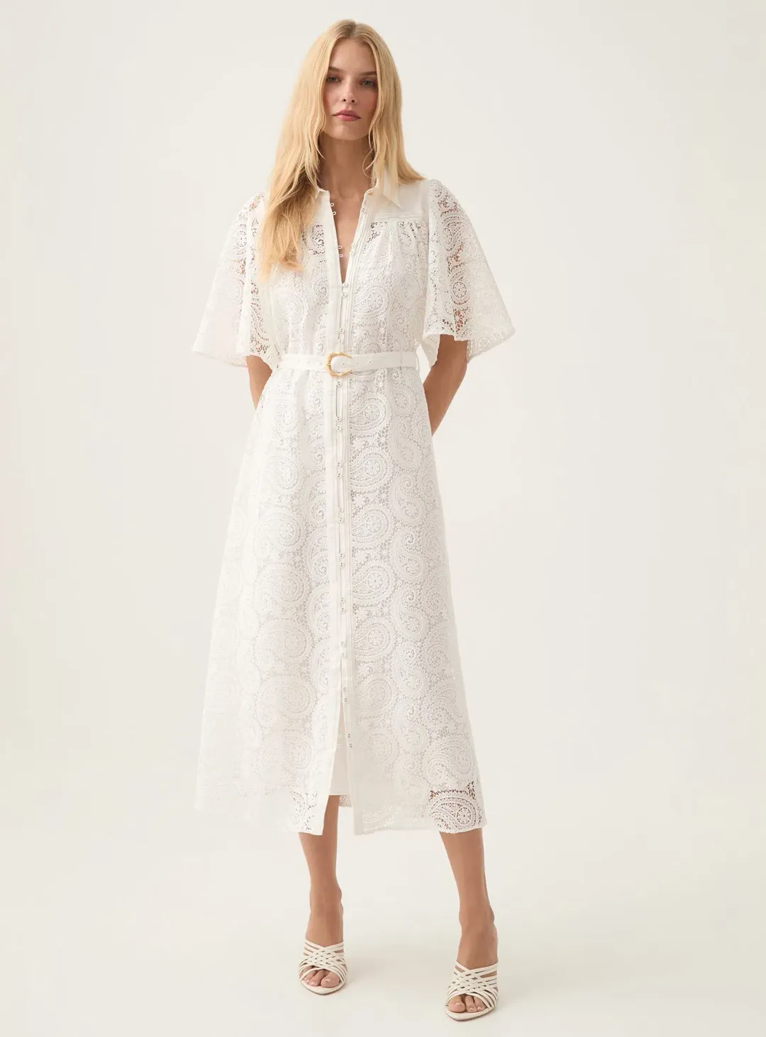 Aje Laicey Paisley Midi Dress Ivory Size 16 for rent on The Volte - main image