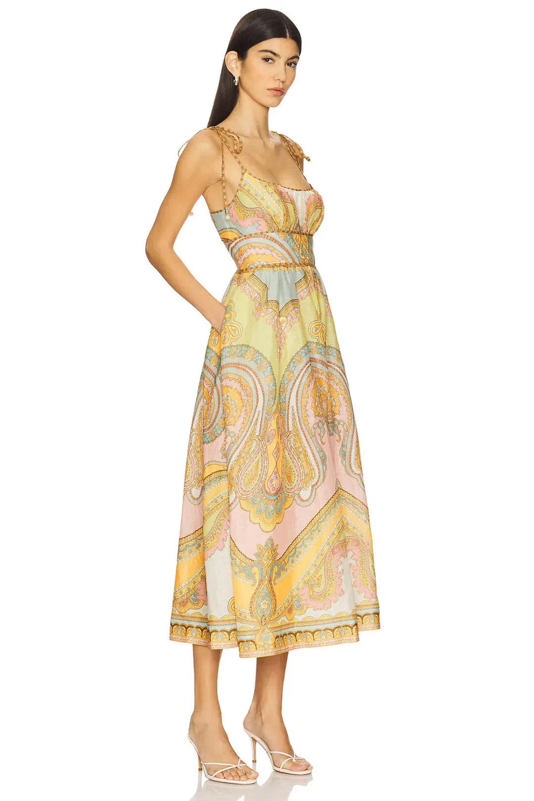 Zimmermann Maxine Picnic Midi Dress in Gold Paisley Size 2 / AU 12 for rent on The Volte - main image