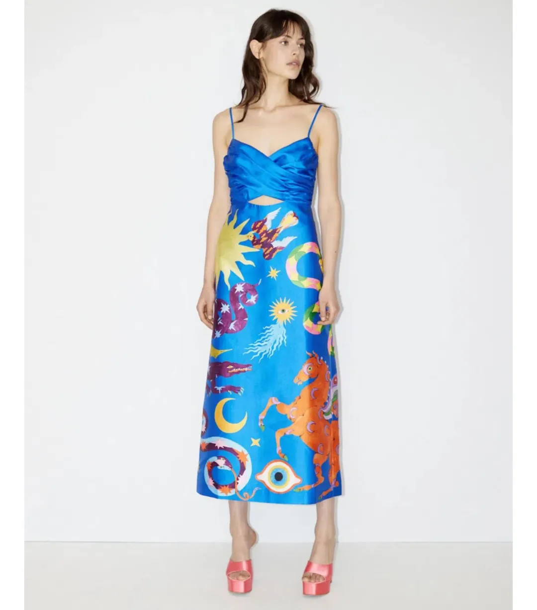 Alémais Guardian Silk Midi Dress Blue Size AU 10 for rent on The Volte - main image