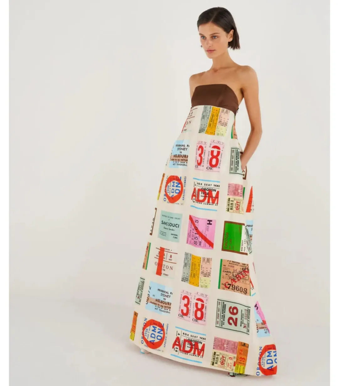 Oroton Ticket Print Gown Print Size 0 / AU 6 for rent on The Volte - main image