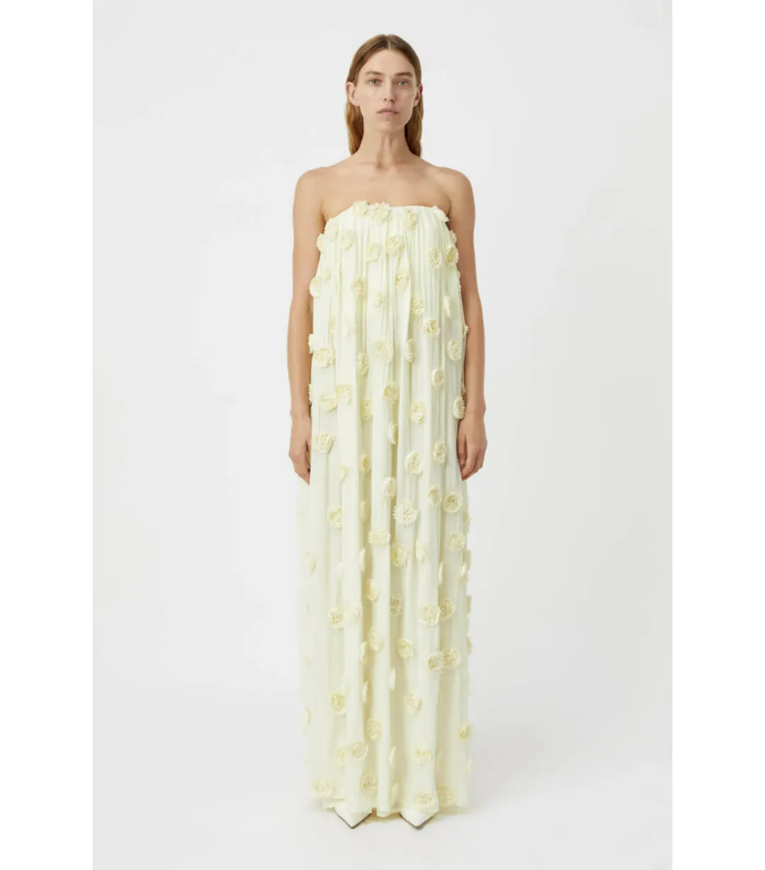 Camilla and Marc Daphne Strapless Dress in Lemon Yellow Size AU 6 for rent on The Volte - main image