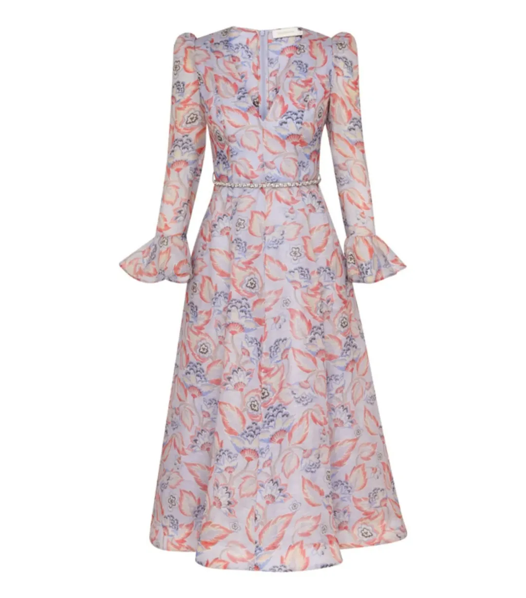 Zimmermann Eden Long Sleeve Midi Dress in Sapphire Eden Size 3 / AU 14 for rent on The Volte - main image