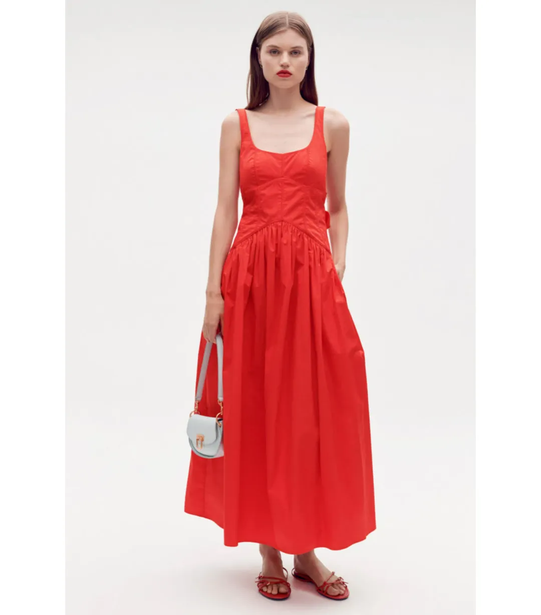 Oroton Tie Back Sundress Poppy Red Size AU 8  for rent on The Volte - main image